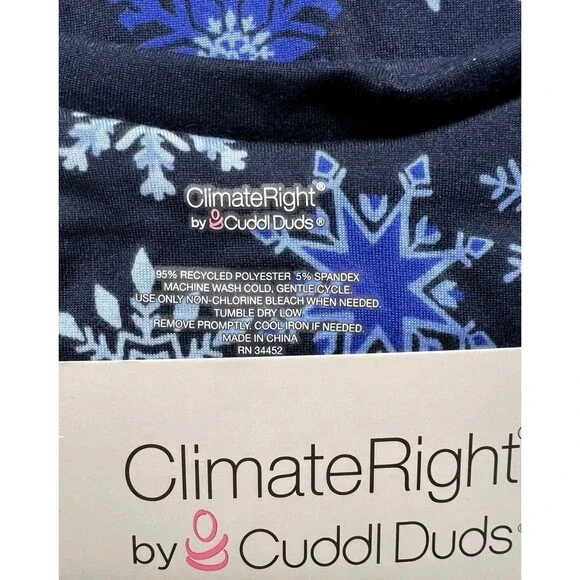 ClimateRight by Cuddl Duds 2pc Women's S Knit Base Layer Top Legging Set Blue - Picture 9 of 12